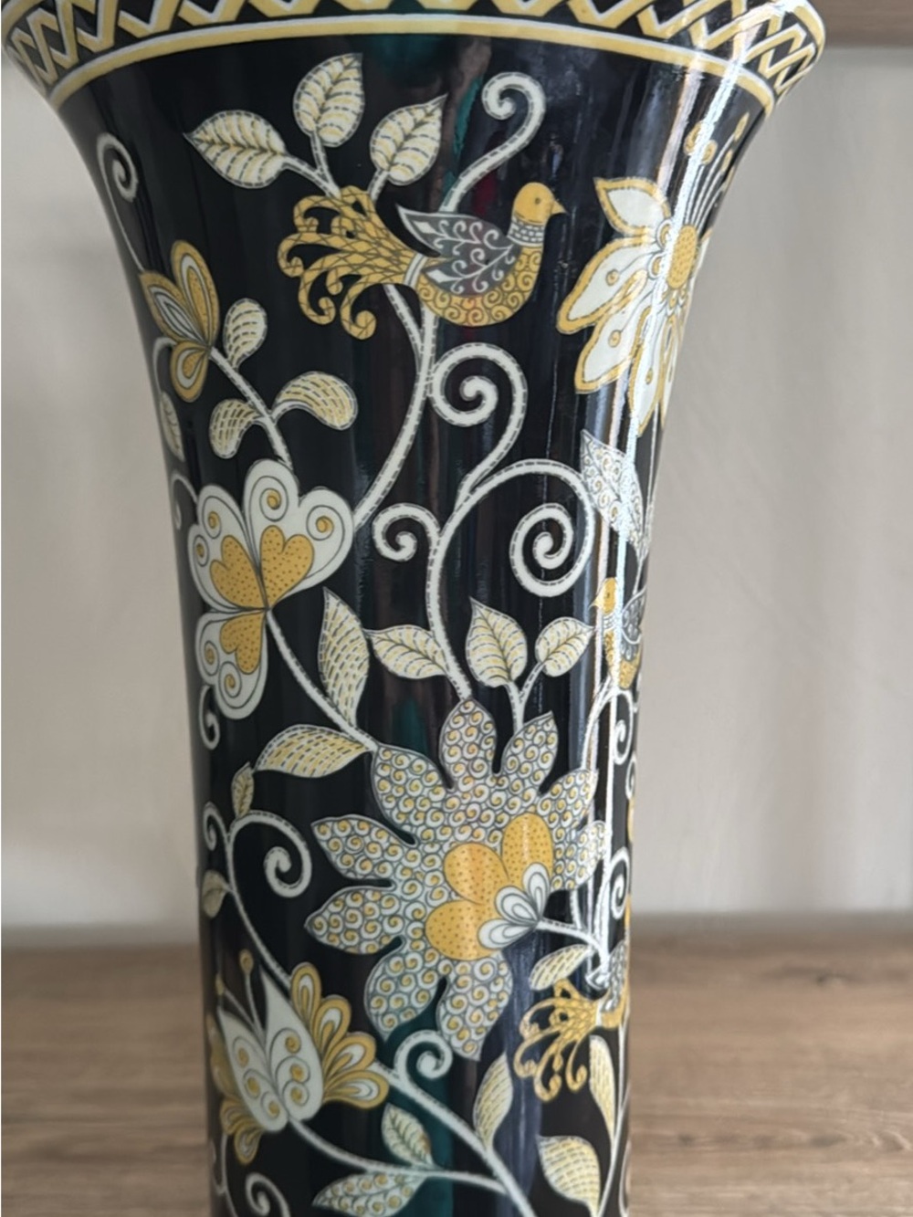Vera Bradley Navy, Gold and White Floral Ceramic Vase - Picture 2 of 2
